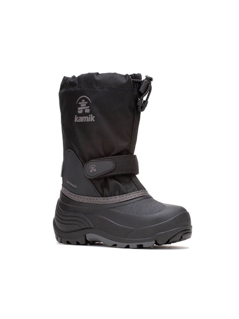 Size 2 Youth Kamik Black and Gray Kids Snow Boots